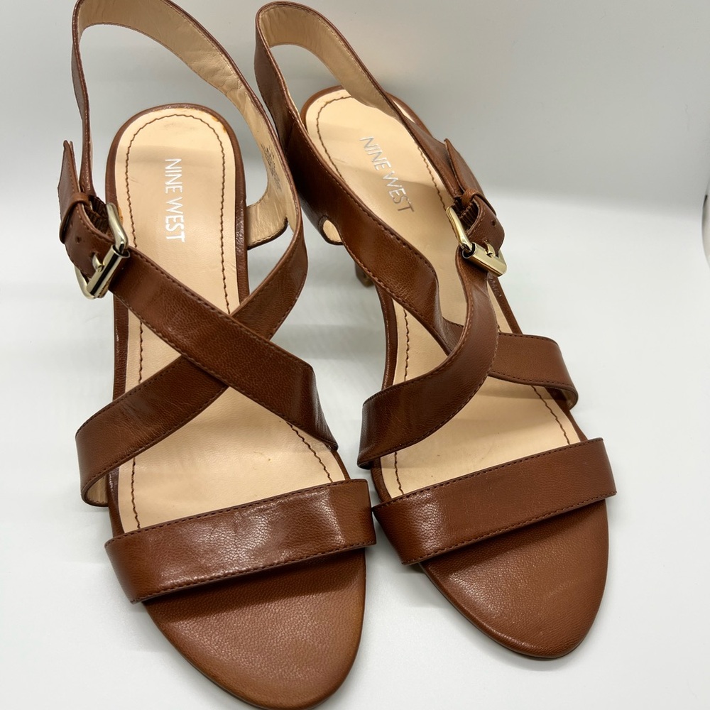 Nine West Women's Brown Slingback Sandals Size 7.5